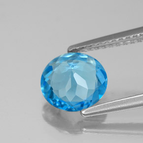 Topázio azul natural 1,68ct, corte redondo, VS