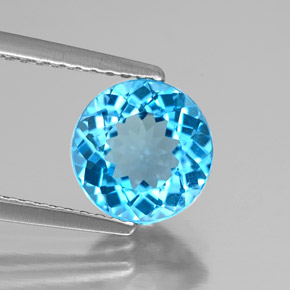 Topázio azul natural 2,12ct, corte redondo, VVS-VS