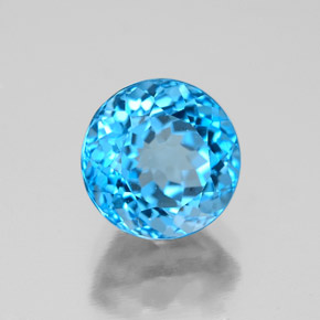 Topázio azul natural 2,78ct, corte redondo, VVS