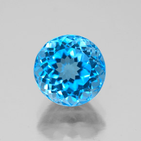 Topázio azul natural 2,92ct, corte redondo, VS
