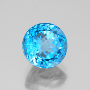 Topázio azul natural 2,92ct, corte redondo, VS