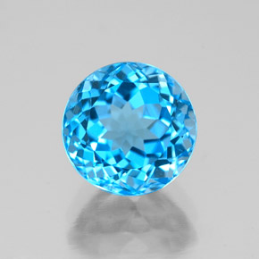 Topázio azul natural 2,85ct, corte redondo, VS