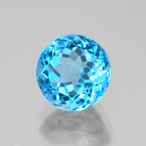 Topázio azul natural 2,85ct, corte redondo, VS