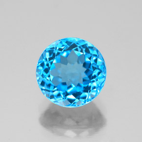 Topázio azul natural 2,63ct, corte redondo, VS