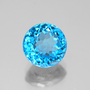 Topázio azul natural 2,63ct, corte redondo, VS