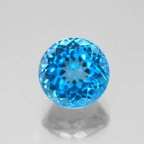 Topázio azul natural 2,78ct, corte redondo, VS-SI