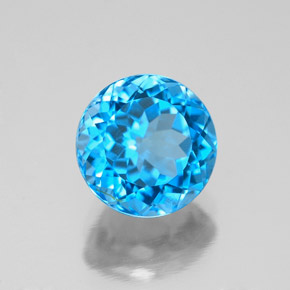 Topázio azul natural 2,78ct, corte redondo, VS-SI