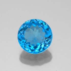 Topázio azul natural 2,54ct, corte redondo, VVS