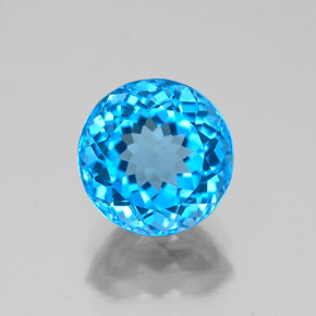 Topázio azul natural 2,64ct, corte redondo, VVS