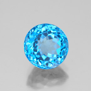 Topázio azul natural 2,64ct, corte redondo, VVS