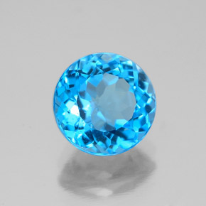 Topázio azul natural 2,53ct, corte redondo, VS