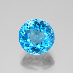 Topázio azul natural 2,61ct, corte redondo, VS-SI