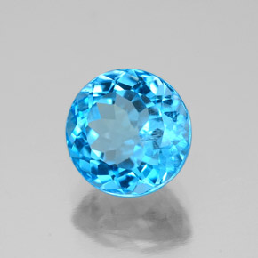 Topázio azul natural 2,61ct, corte redondo, VS-SI