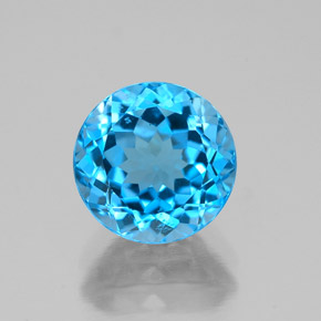 Topázio azul natural 2,56ct, corte redondo, VVS-VS