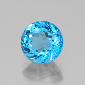 Topázio azul natural 2,56ct, corte redondo, VVS-VS