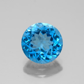 Topázio azul natural 2,26ct, corte redondo, VS