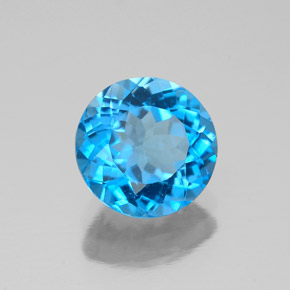 Topázio azul natural 2,26ct, corte redondo, VS