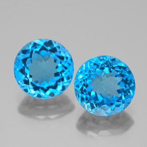 Pedras preciosas de topázio azul suíço natural de  ct, corte redondo, VS-SI