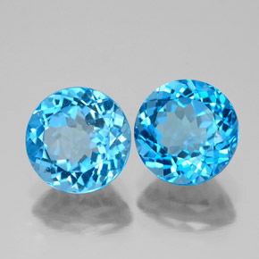 Pedras preciosas de topázio azul suíço natural de  ct, corte redondo, SI