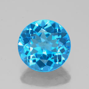 Topázio azul natural 1,87ct, corte redondo, VVS-VS