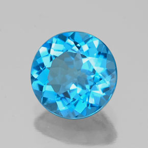 Topázio azul natural 1,87ct, corte redondo, VVS-VS
