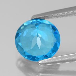 Topázio azul natural 1,87ct, corte redondo, VVS-VS