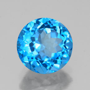 Topázio azul natural 2,32ct, corte redondo, VS
