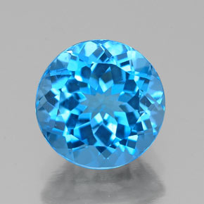 Topázio azul natural 2,44ct, corte redondo, VVS-VS