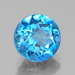 Topázio azul natural 2,44ct, corte redondo, VVS-VS