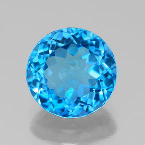 Topázio azul natural 2,47ct, corte redondo, VS