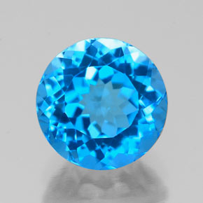 Topázio azul natural 2,62ct, corte redondo, VS