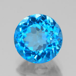 Topázio azul natural 2,62ct, corte redondo, VS