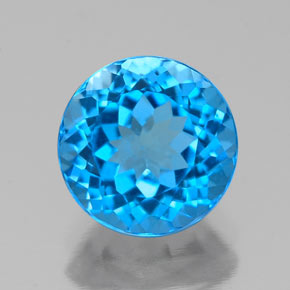 Topázio azul natural 2,44ct, corte redondo, VVS