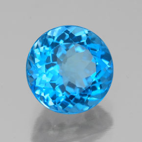 Topázio azul natural 2,44ct, corte redondo, VVS