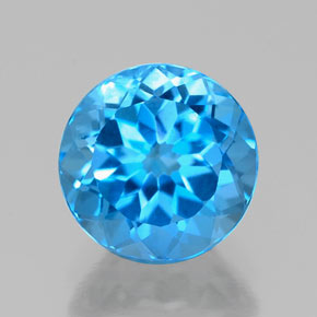 Topázio azul natural 2,54ct, corte redondo, VS