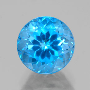 Topázio azul natural 2,76ct, corte redondo, VS