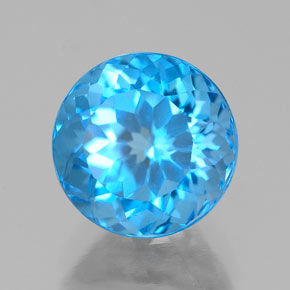 Topázio azul natural 2,76ct, corte redondo, VS