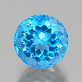 Topázio azul natural 2,88ct, corte redondo, VVS
