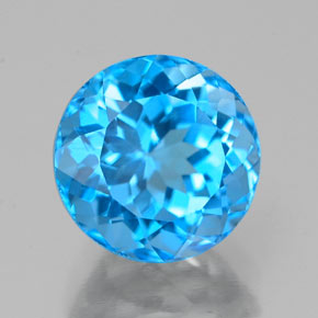 Topázio azul natural 2,88ct, corte redondo, VVS