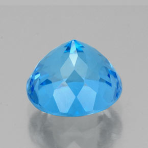Topázio azul natural 2,88ct, corte redondo, VVS
