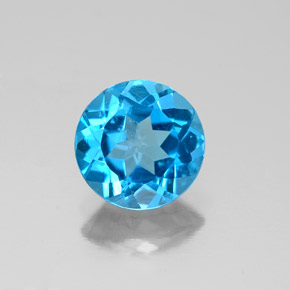 Topázio azul natural 2,08ct, corte redondo, VS-SI