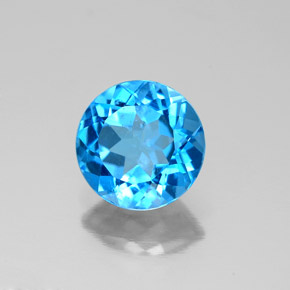Topázio azul natural 2,08ct, corte redondo, VS-SI