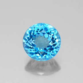 Topázio azul natural 2,39ct, corte redondo, VS