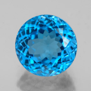 Topázio azul natural 2,55ct, corte redondo, VS