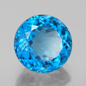 Topázio azul natural 2,55ct, corte redondo, VS