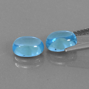Pedras preciosas de topázio azul natural de  ct, corte oval, transparente