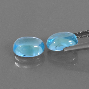 Pedras preciosas de topázio azul natural de  ct, corte oval, transparente