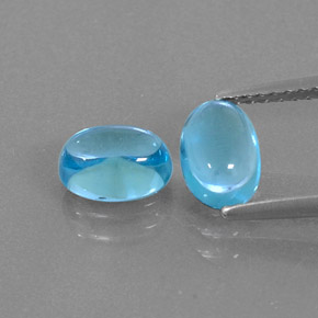 Pedras preciosas de topázio azul natural de  ct, corte oval, transparente