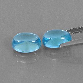 Pedras preciosas de topázio azul natural de  ct, corte oval, transparente