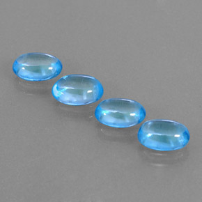 Pedras preciosas de topázio azul natural de  ct, corte oval, transparente